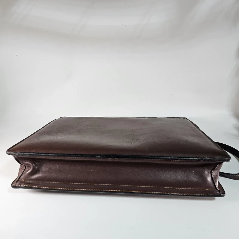 Joseph Daniel Belting Leather Briefcase Single Gusset Retractable Handles USA